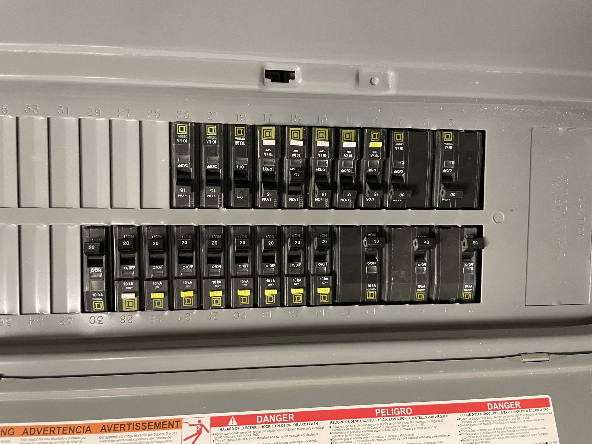 Breaker panel interior — clean circuit work