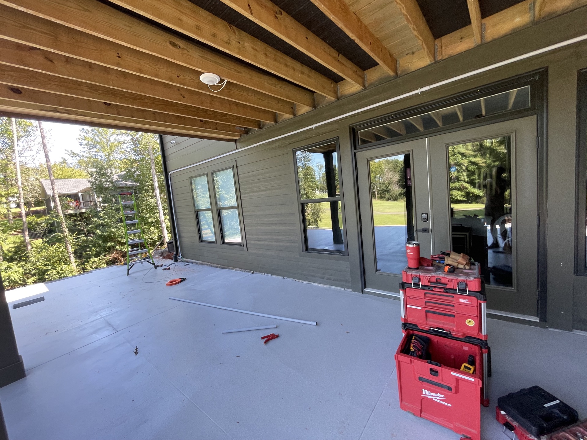 Covered deck outlet installation with Milwaukee Packout tool system